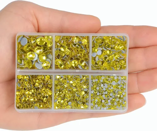 Miniatura 6 de 4000 piezas de cristales redondos de fijación en caliente de tamaño mixto, gemas de piedras de vidrio, diamantes de imitación termoadhesivos