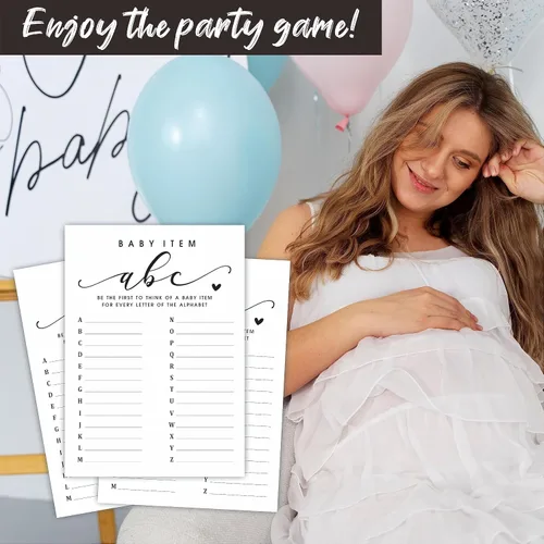 Miniatura 4 de Tarjetas de juego del alfabeto – Actividad de baby shower y recuerdos de fiesta (paquete de 30) – 5 x 7 pulgadas, estilo minimalista de doble cara