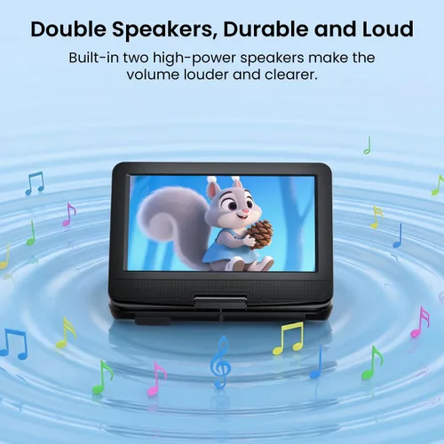 Miniatura 5 de ieGeek Reproductor de DVD portátil de 12.5", con pantalla giratoria HD de 10.5", reproductores de DVD para viajes en coche, batería recargable de 5