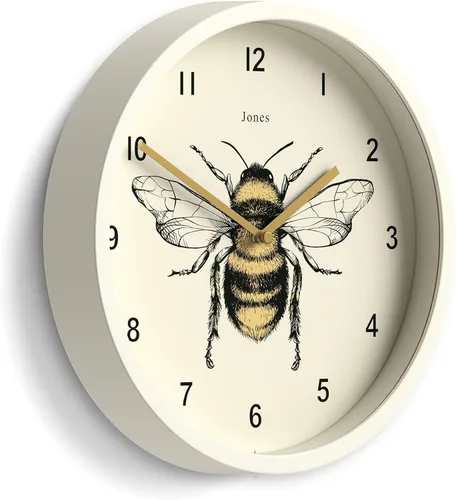 Miniatura 8 de JONES CLOCKS® Reloj de pared de abeja Pequeño reloj moderno con ilustración de abeja 10 pulgadas Negro Diseño decorativo para cocina, sala