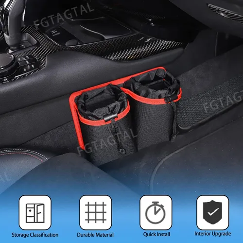 Miniatura 4 de Bolsa de almacenamiento para taza de agua de automóvil apta para Toy@ta Supra GR A90 A91 MK5 2019-2024, bolsa de almacenamiento lateral para el lado