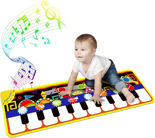 RenFox Alfombrilla de piano para bebé con 25 sonidos musicales, tapete de juego musical para niños, desarrollo educativo temprano, regalo de