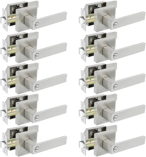 Miniatura 20 de KAMOTA Palancas de puerta de privacidad, 1 paquete de manijas de puerta de color negro mate, cerraduras de puerta de cama y baño, cerraduras