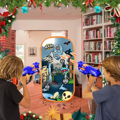 Miniatura 4 de Quanquer Pistola de espuma de juguete, objetivo de práctica de disparo, compatible con pistolas de juguete Nerf, juego de disparos de zombies