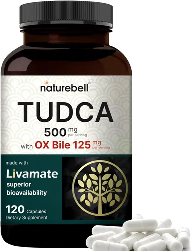 TUDCA 500mg con bilis de buey 125mg por porción, 120 cápsulas – Soporte de sales biliares, fórmula de Livamate de alta absorción | Suplemento de