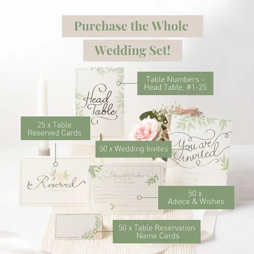 Miniatura 7 de Rileys & Co Paquete de 50 tarjetas de invitación de boda con sobres, calcomanías incluidas, impresión de lámina dorada y diseño de hojas, 5 x 7