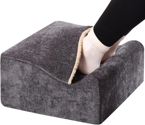 Miniatura 8 de Reposapiés para debajo del escritorio en el trabajo, reposapiés ergonómico debajo del escritorio con funda lavable, taburete de espuma viscoelástica