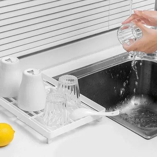 Miniatura 2 de Estante apilable para gabinete, estante plegable de plástico para armario de cocina, estante de almacenamiento de escritorio, estante organizador