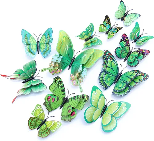 Miniatura 8 de OPSEAM - Calcomanías 3D de mariposa, 24/48 unidades, para decoraciones de pared, fiestas, con imanes (morado, 24)