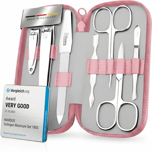 Miniatura 13 de Set de manicura Solingen hecho en Alemania - Juego exclusivo de 7 piezas de cortauñas para dedos de manos y pies para mujeres y hombres en estuche