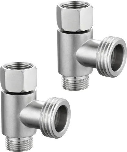 Miniatura 9 de Tecmolog 3-way 3/8" y 1/2" Adaptador de 3 vías Conector en T de acero inoxidable 3/8" Línea de agua T montaje níquel cepillado, 1 unidad, SBA020B
