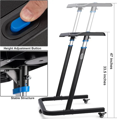 Miniatura 6 de CXWXC Indoor Cycling Desk - Adjustable Height Bike Deak Laptop Stand Non-Slip Surface - Portable Bike Trainer Fitness Desk with Lockable Wheels