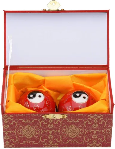 Miniatura 9 de 1.97 '' Bolas de Baoding Chino Ejercicio de la mano Bolas de masaje con caja Rojo Yin Yang Bolas con campanillas Regalo para padres TQZDBS67