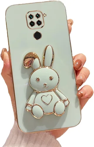 Miniatura 101 de Estuche con soporte de conejo de corazón para Xiaomi Redmi Note 10S, galvanizado suave TPU protector delgado a prueba de golpes con lindo conejito