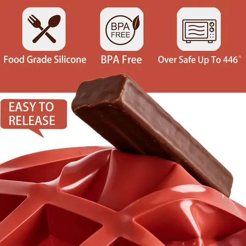 Miniatura 3 de Moldes rectangulares de silicona para hornear, molde de barra de chocolate profundo de 1 pulgada – 8 cavidades, molde casero de granola para barra 2