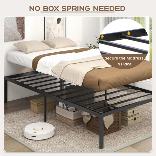 Miniatura 8 de KOMFOTT Base de cama de plataforma metálica de tamaño individual de 14 pulgadas, base de cama metálica resistente con espacio de almacenamiento