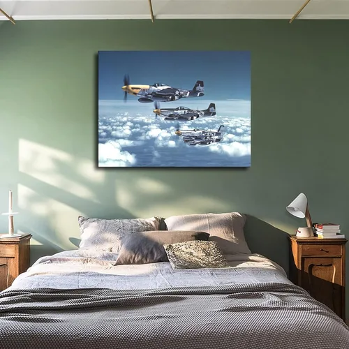 Miniatura 4 de Póster Mustang de la Segunda Guerra Mundial de Aviones de la Fuerza Aérea del Ejército P51 Mustang Impresión en Lienzo Inspirador Decoración