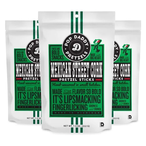 Miniatura 12 de Pop Daddy - Palitos de pretzels saborizados, bocadillos saludables de pretzels gourmet, bolsas individuales de 7.5 onzas, paquete de 3, queso