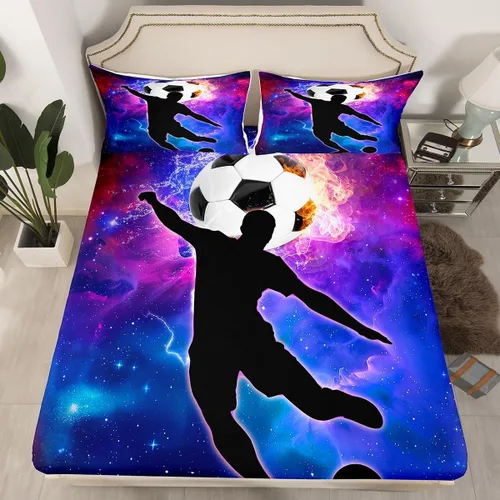 Miniatura 28 de Erosebridal Sábana bajera ajustable de béisbol tamaño individual, juego de cama de juegos deportivos para niños, niñas, adolescentes y adultos