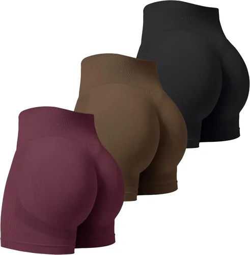 Miniatura 18 de VVX Pantalones cortos de entrenamiento para mujer, 3 piezas, con levantamiento de glúteos, sin costuras, cintura alta, pantalones cortos de yoga