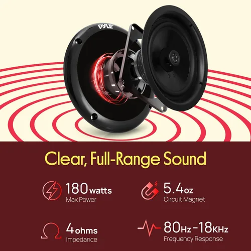 Miniatura 3 de Pyle Altavoces marinos impermeables – Par de 5.25 pulgadas 180 vatios de perfil bajo sistema de estilo delgado – Altavoces resistentes a