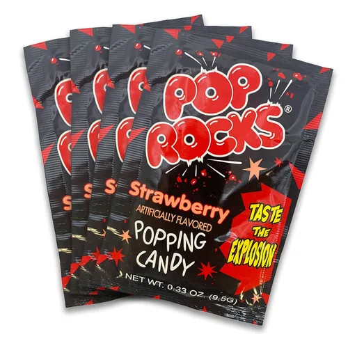 UpTop Treats Strawberry POP ROCKS® Candy | Incluye 4 paquetes individuales de mini caramelos para reventar rocas con sabor a fresa, 4.0 unidades
