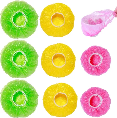 Mwellewm Fundas de plástico elásticas reutilizables para almacenamiento de alimentos, tapas de ducha elásticas para bolsas de conservación fresca,