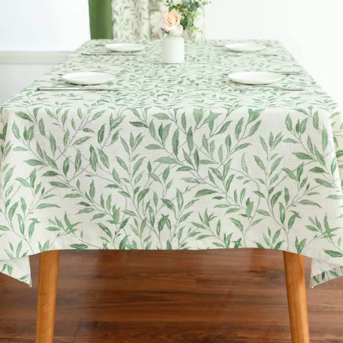 Miniatura 8 de VOGOL Mantel rectangular de lino lavable, resistente a las manchas y a las arrugas, estampado floral y de pájaros, mesa decorativa para mesa