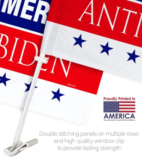 Miniatura 3 de Trump Flag Paquete de banderas estadounidenses anti Biden de Estados Unidos, soporte de montaje para decoración de ventana de automóvil, pequeño Pro