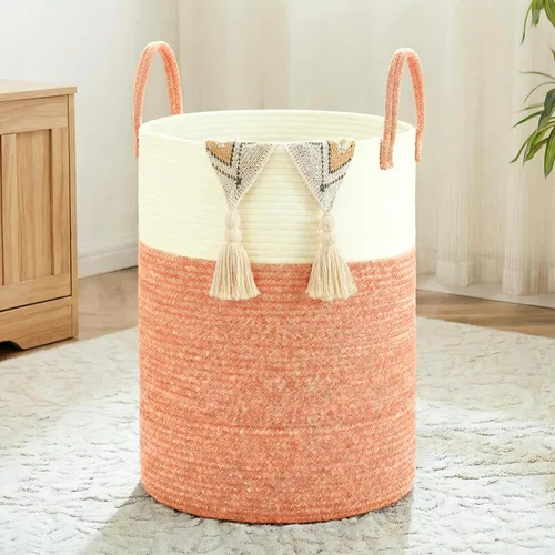 Miniatura 17 de Artfeel - Cesto para la ropa sucia de cuerda de algodón tejida, para guardar ropa sucia, juguetes y mantas en el baño, la habitación del bebé