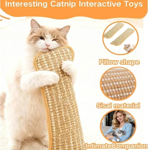 Miniatura 4 de Almohada Kicker con hierba gatera, juguete interactivo para masticar, almohada con hierba gatera, sisal suave, resistente a arañazos y mordeduras