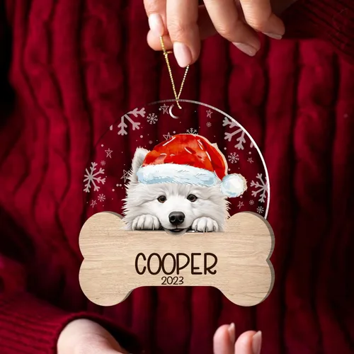 Miniatura 134 de Nazenti American Pit Bull Terrier Adorno de Navidad, adorno de perro fotográfico, adorno de perro personalizado, adornos de fotos de madera