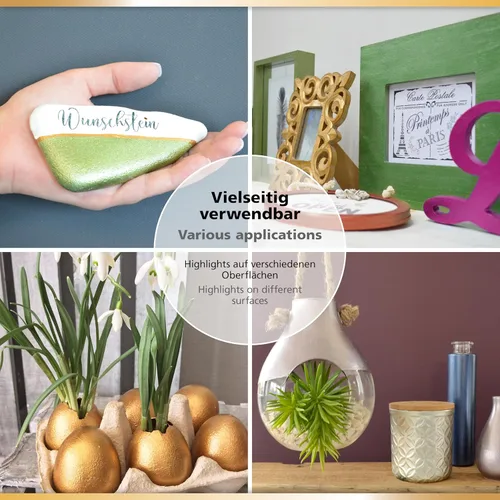 Miniatura 4 de Viva Decor Maya Gold (verde manzana) 1.52 onzas líquidas - Pintura acrílica metálica brillante para trabajos creativos en madera, vidrio