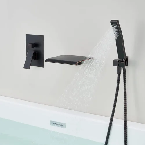 Miniatura 6 de Wowkk Grifo de Bañera de Montaje en Pared Relleno de Bañera Cascada Grifo de Bañera Bronce Aceitado Relleno de Bañera de Latón Grifo de Bañera