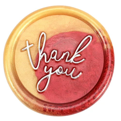 Miniatura 4 de Yoption Sello de cera con texto en inglés "Thank You", sello de cera vintage con cabeza de latón y empuñadura de madera para bodas, fiestas