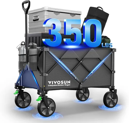 Miniatura 8 de VIVOSUN Carrito Plegable Colapsible, Carro de Utilidad para Exteriores con Capacidad de Carga de 350 lb con Ruedas Universales Silenciosas, Rojo