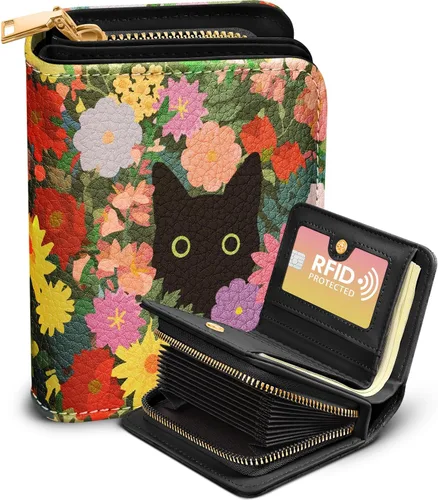 Miniatura 9 de Bistup Cartera para tarjetas de crédito para mujer, de cuero, para mujeres, adolescentes, niñas, tarjeteros, monedero de acordeón, pequeño, mediano