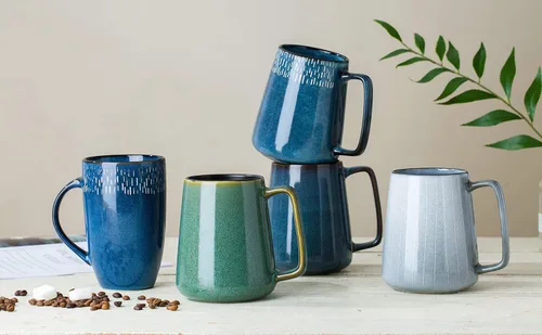 Miniatura 6 de Tazas de cerámica grande de 21 oz, Tazas extra grandes para té y café, diseño de asa grande, taza de café grande para oficina y hogar, apta