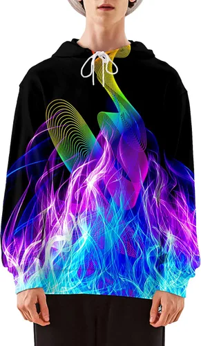 Miniatura 6 de Asylvain Sudadera con capucha unisex con estampado 3D para hombre y mujer, con bolsillo