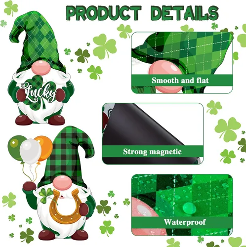 Miniatura 4 de 25 piezas de imanes de refrigerador de gnomos del Día de San Patricio Adhesivos magnéticos de decoración de fiesta irlandesa de trébol