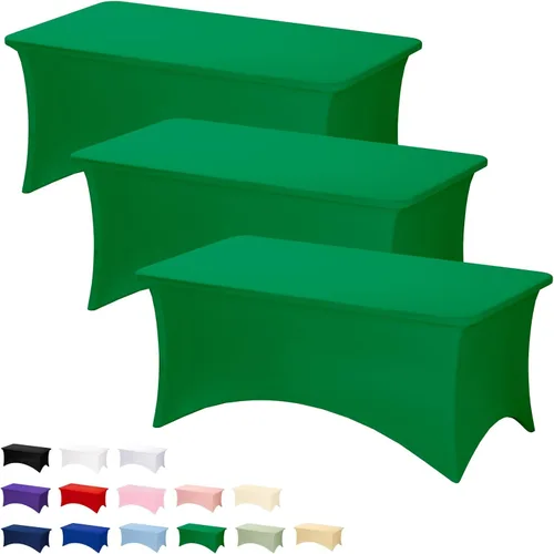 Miniatura 17 de Fixwal Paquete de 3 Manteles Negros para Mesas Rectangulares de 6 Pies, Manteles Rectangulares Elásticos de Spandex Ajustables de 6 Pies