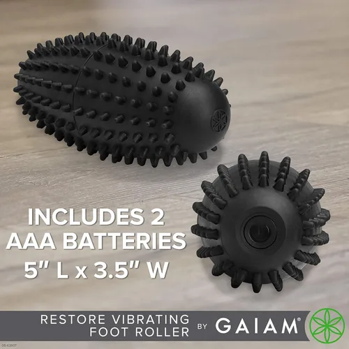 Miniatura 6 de Gaiam Restore Rodillo vibratorio para pies, terapia de masaje por vibración, bola masajeador ergonómica texturizada para fascitis plantar, dolor