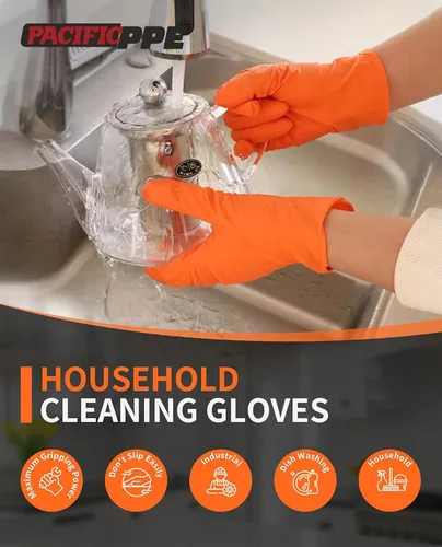Miniatura 6 de PACIFIC PPE Guantes de nitrilo resistentes de 8 mil, resistentes a productos químicos, guantes desechables industriales con textura de diamante
