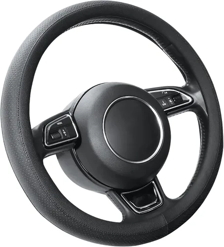 Miniatura 8 de SEG Direct Funda para volante de automóvil negra de tamaño pequeño de 14-14.25 pulgadas (35.5-36 cm), para Prius Civic Modelo 3 Modelo Y Camaro