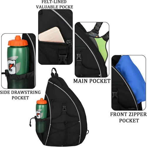 Miniatura 5 de Bolsa de Pickleball Goloni para Mujeres, Mochila de Pickleball para Hombres, Bolsa de Hombro Ligera con Gancho para Cerca, Gran Capacidad, Bolsillo