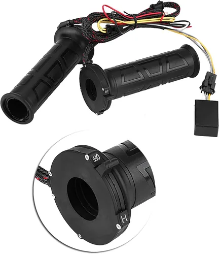 Miniatura 5 de Qiilu Empuñaduras eléctricas con calefacción para motocicleta, ajustable 0.866 in, negro, 12W-24W