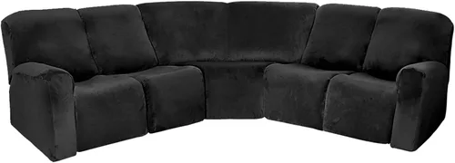 Miniatura 16 de TOPCHANCES Funda reclinable de 5 plazas, 7 piezas, fundas de terciopelo elástico para sofá modular reclinable para 5 cojines, fundas de sofá Marrón