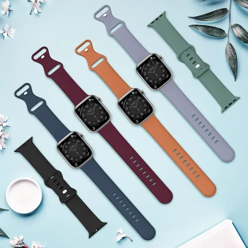 Miniatura 2 de Paquete de 6 correas compatibles con Apple Watch de 1.496 in 1.575 in 1.614 in 1.654 in 1.732 in 1.772 in 1.929 in, correas deportivas de silicona