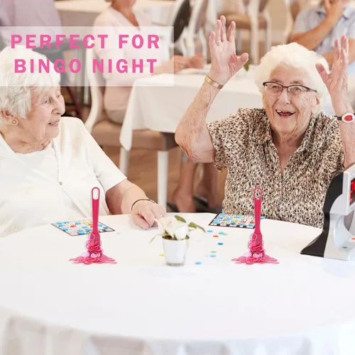 Miniatura 7 de Juego de fichas magnéticas de bingo y varita, 100 fichas de conteo de plástico para bingo, pokeno, lotería y juegos, discos transparentes