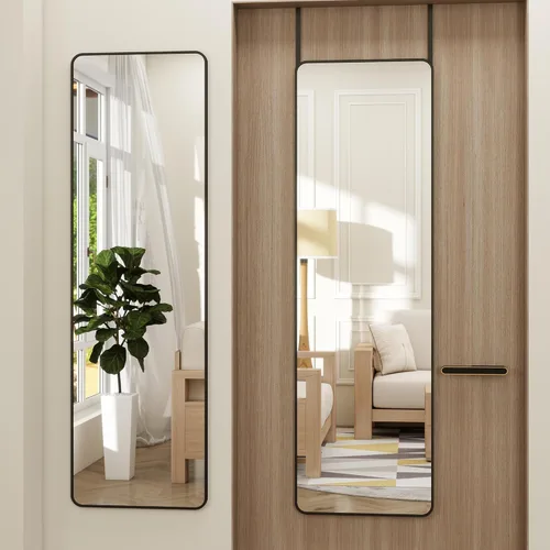 Miniatura 13 de Espejo de puerta, espejo arqueado de cuerpo completo sobre la puerta, 14 x 48 pulgadas, espejos colgantes o de pared, espejos de cuerpo completo